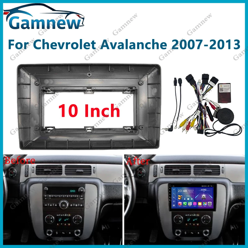 Marco embellecedor de radio de coche Canbus de 10 pulgadas con panel estéreo para Chevrolet Avalanche Silverado 1500 2500 3500 HD Impala 2006+