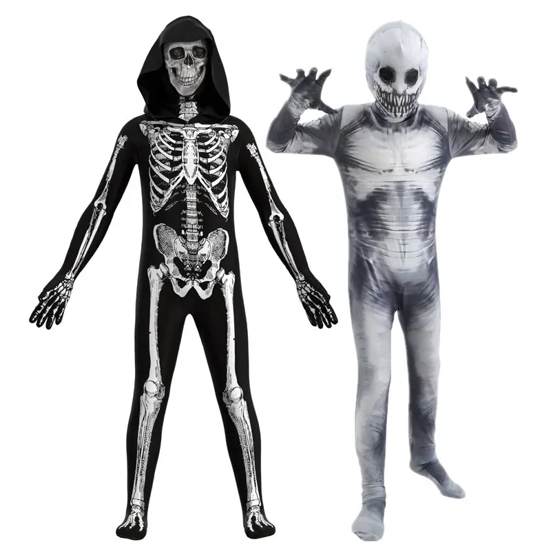 

Adult Skeleton Jumpsuit Halloween Costume with Scary Mask Full Body Spooky Outfit for Cosplay Party Men's and Women Mardi Gras