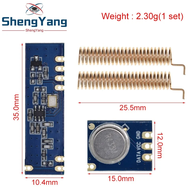 TZT  1 Set 433MHz 100 Meters Wireless Module Kit ASK Transmitter STX882 + ASK Receiver SRX882 + 2Pcs Copper Spring Antenna