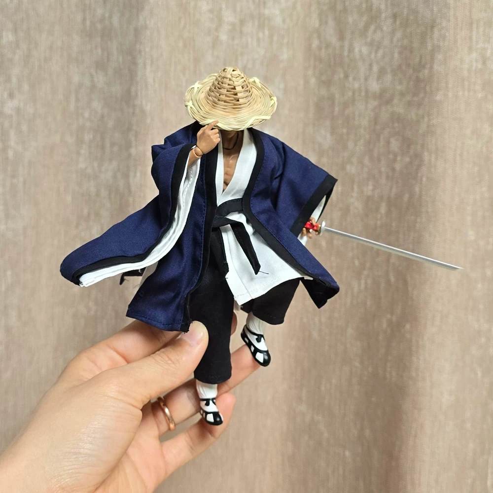 1/12 Scale Ancient Hanfu Taoist Robe Straw Hat Clothes Accessories Model Fit 6inch Romankey NT01 Male Soldier Action Figure Body