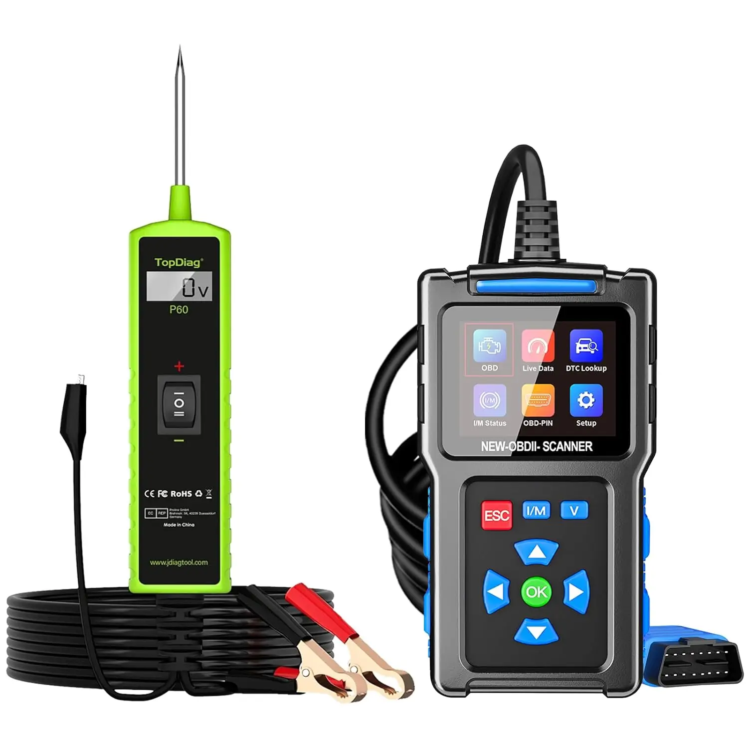 12v Test Light Automotive Circuit Tester P60 and Check Engine Code Reader T200