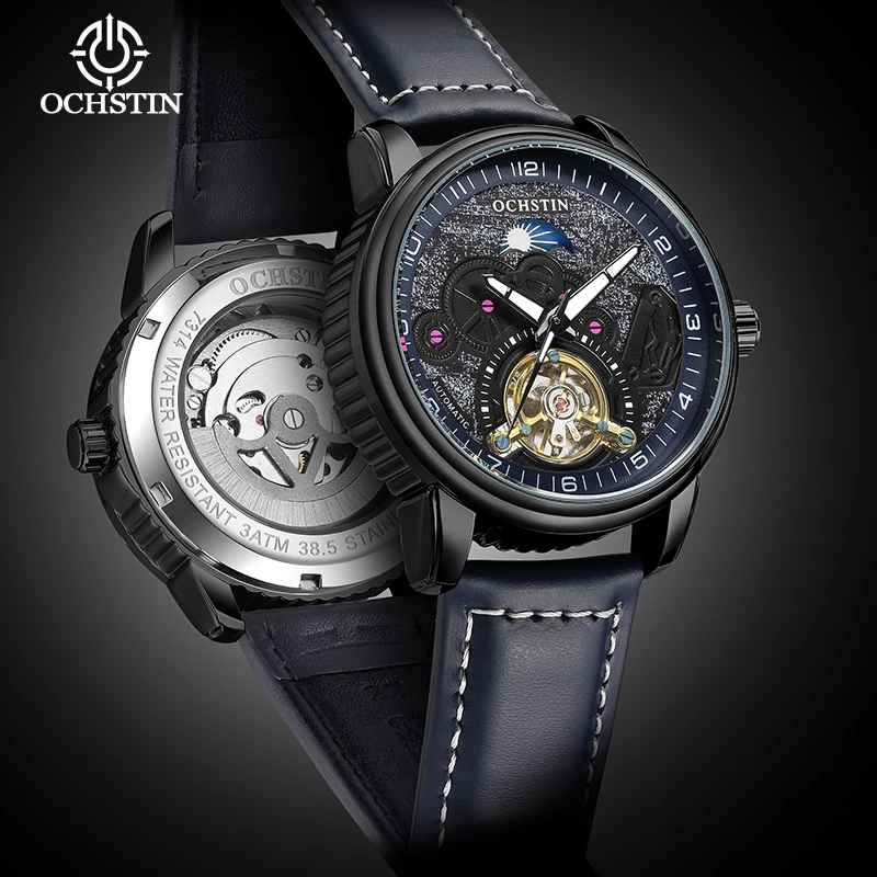 OCHSTIN Man Classic Genuine Leather Strap Tourbillon Mechanical Watch Men's Comfortable All-day Wearing Experience Watches