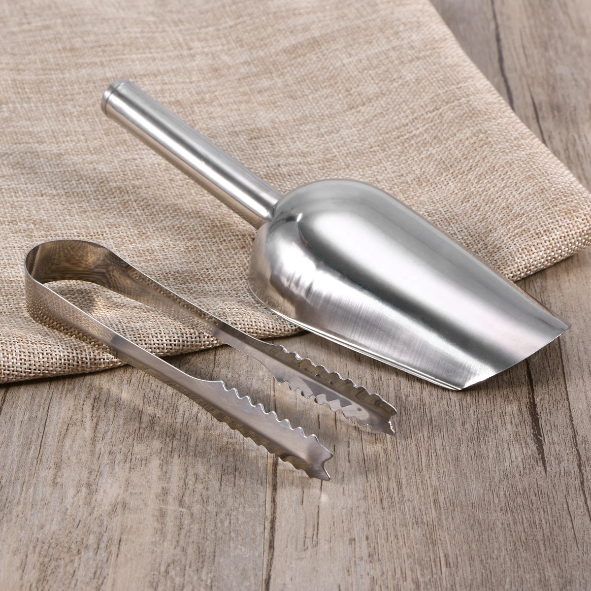 

16 Pcs Stainless Steel Ice Shovel Jacket Set Buffet Tongs Small Scoops for Machine