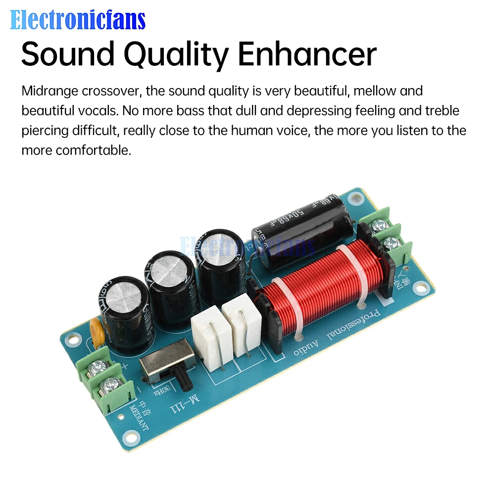 Frequency Adjustable 750-2000Hz 150W HiFi Pure Midrange Crossover Car Audio Speaker Modification Crossover Amplifier