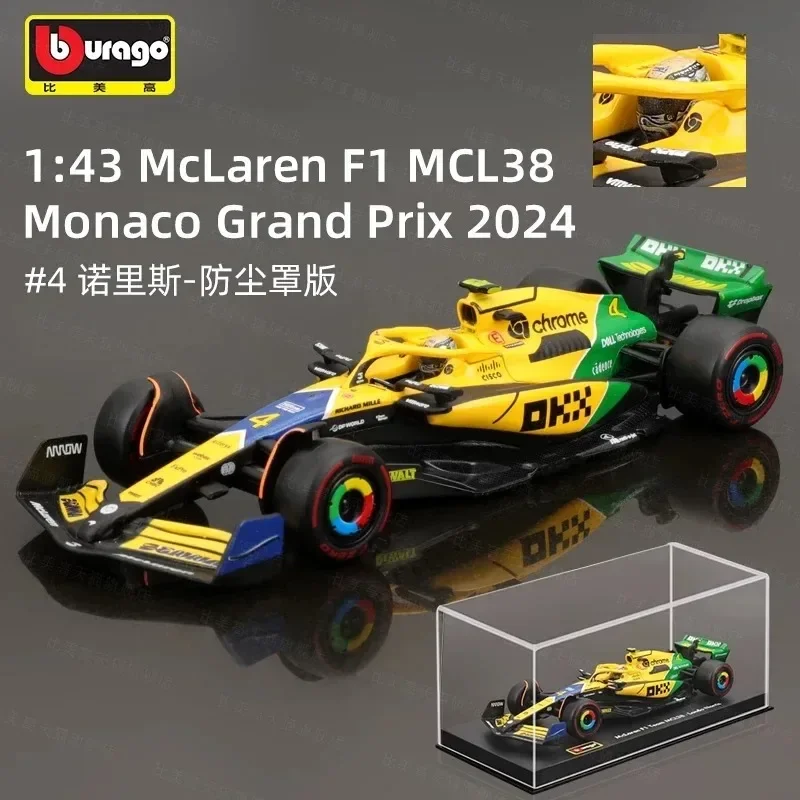 New Bburago 1:43 MCL38 81 Piastri 4 Norris W15 44 Hamilton 63 Russell A523 Pink Alloy Model Car Collection Toy Birthday Gift