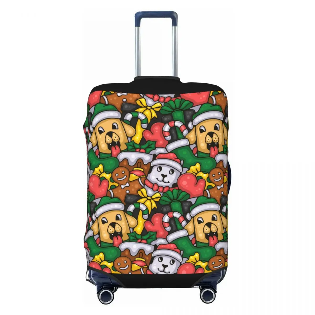 Christmas Doodle Suitcase Cover Cute Cats Dogs Cruise Trip Protection Holiday Practical Luggage Supplies