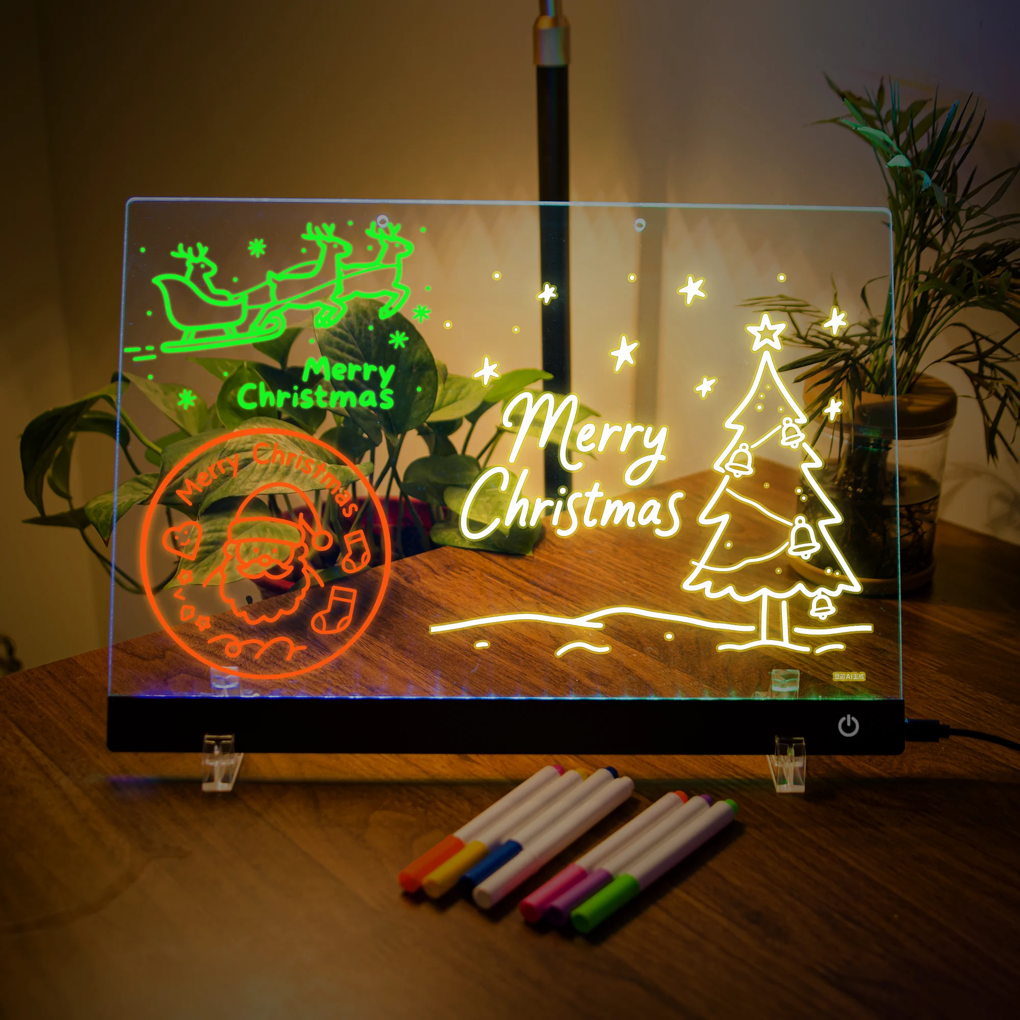 

LED Note Board with Light, 7 Colors & Flashing Mode Acrylic Dry Erase Drawing Board for Kids, 7 Markers, Birthday/Holiday Gift