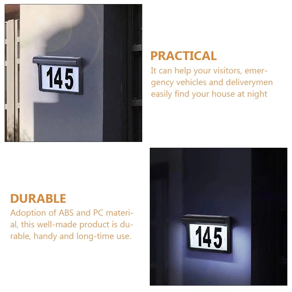 رقم الباب بالطاقة الشمسية ABS مادة الكمبيوتر لوحة عنوان LED مشرقة رؤية ليلية متينة للاستخدام الطويل لوحة الباب بالطاقة الشمسية #3