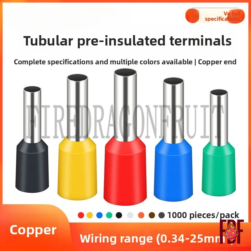 VE0308 Tube Pre Insulated Needle Crimp Terminal European Style Cold Press Wire End Connector 0306 Electrical Wiring