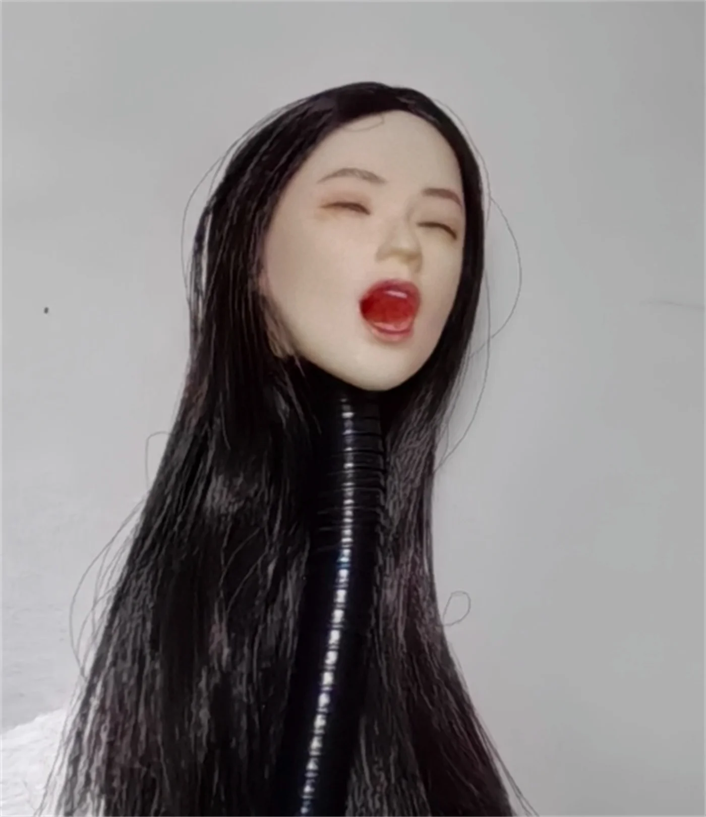1/6 Open Mouth Girl Black Hair Head Sculpt Expression Fit 12'' Female PH TBL Figure Body  Model toys