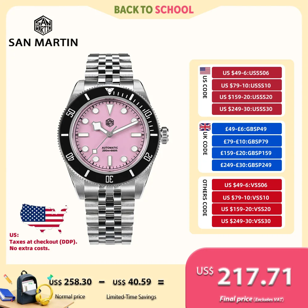 

San Martin 40 мм эмалевый циферблат NH35 автоматические часы мужские коричневый ободок роскошные снежинки BGW-X1 с сапфировым стеклом для дайвинга SN0128