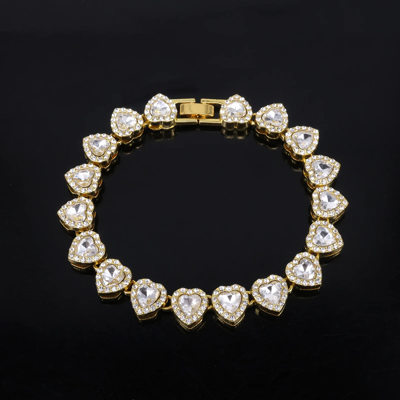 ZAKOL 45CM nouveau Hip Hop Tennis chaîne Bracelet collier brillant coeur strass CZ mode Ro