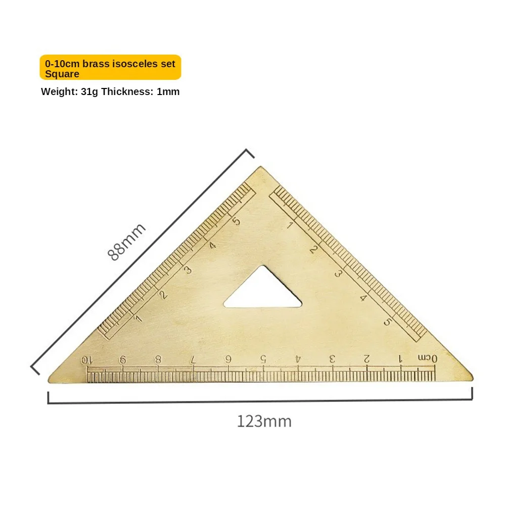 Brass Measuring Scale with Triangle and Protractor Functions for Cartographic Work Drafting and Academic Measurement Use