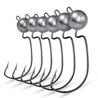 5pcs 3.5g 5g 7g 10g Worm Hook With Round Sinker Offset Fishing Hook High Carbon Steel Jig Lead Head Crank Hook Carp Fishhook