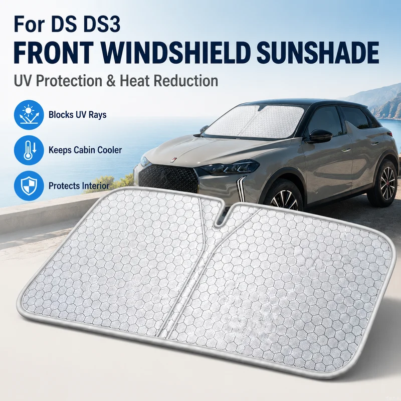 For DS DS3 Front Windshield Sunshade, Car Glass Sun Visor Cover for UV Protection and Heat Reduction
