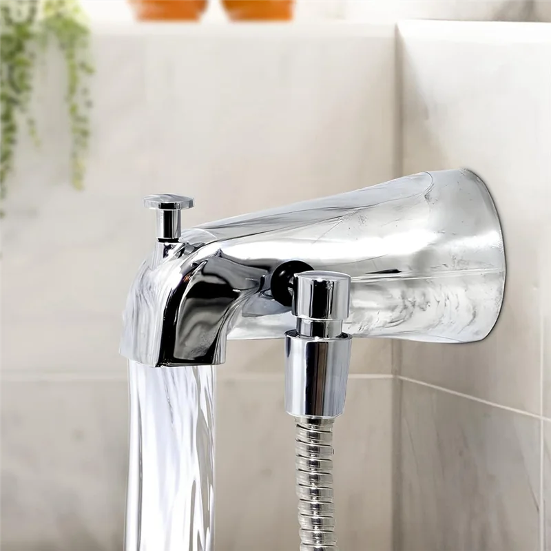 A006-Caño de bañera con desviador, grifo de bañera con desviador de ducha y llave hexagonal para tubo de cobre de 1/2 pulgada, 5,3 pulgadas