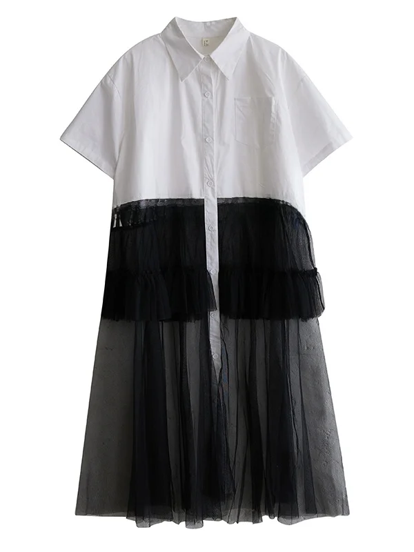 Été 2025 Loose irt Dr Design Sense Me Plissé Épissage Irregular Dr Femme Premium Faion Commute Sle A-Line...