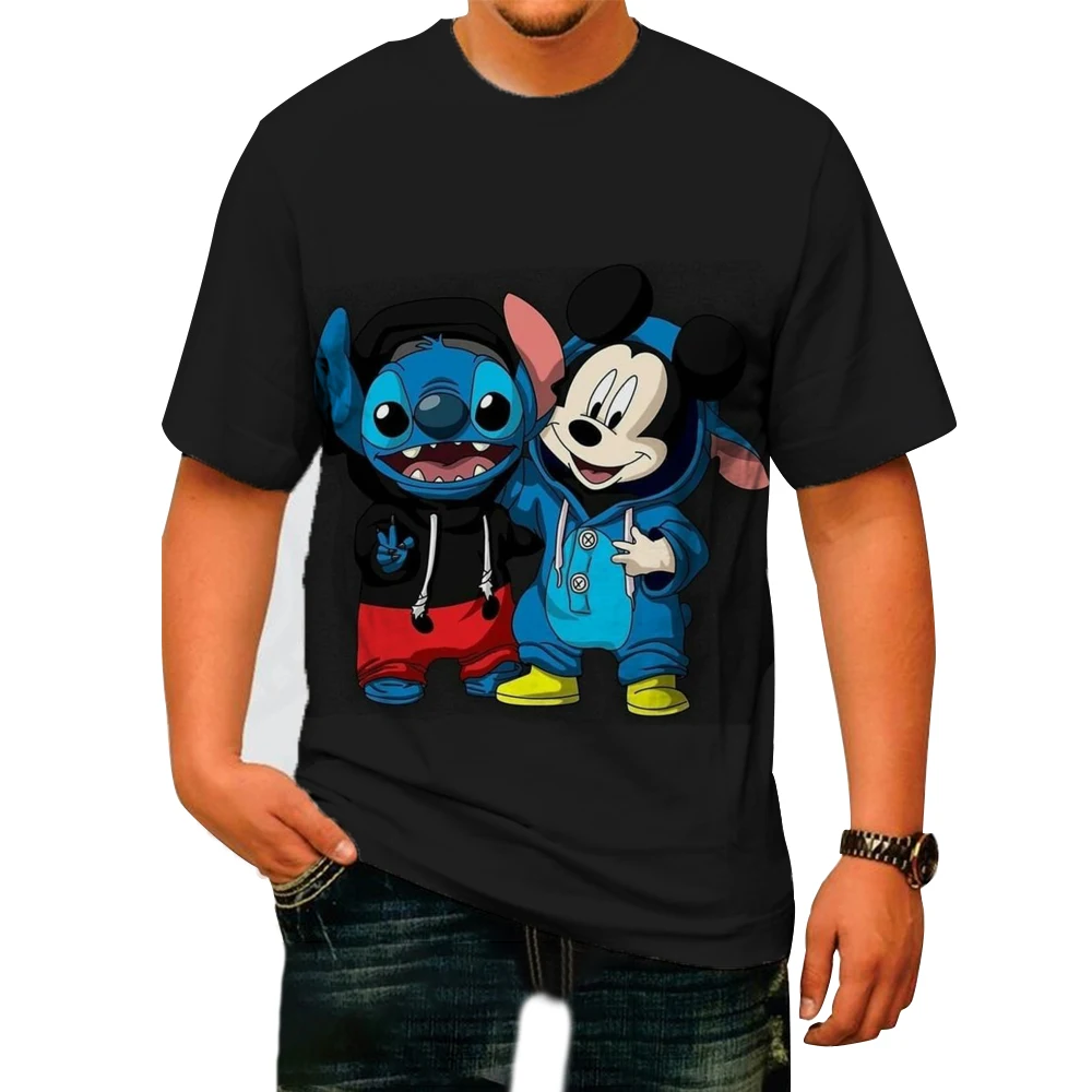 2024 New Disney Stitch 3D Printed T-shirt Men Women Summer Fashion Casual T-shirts Harajuku Streetwear Oversized Tshirt Tops