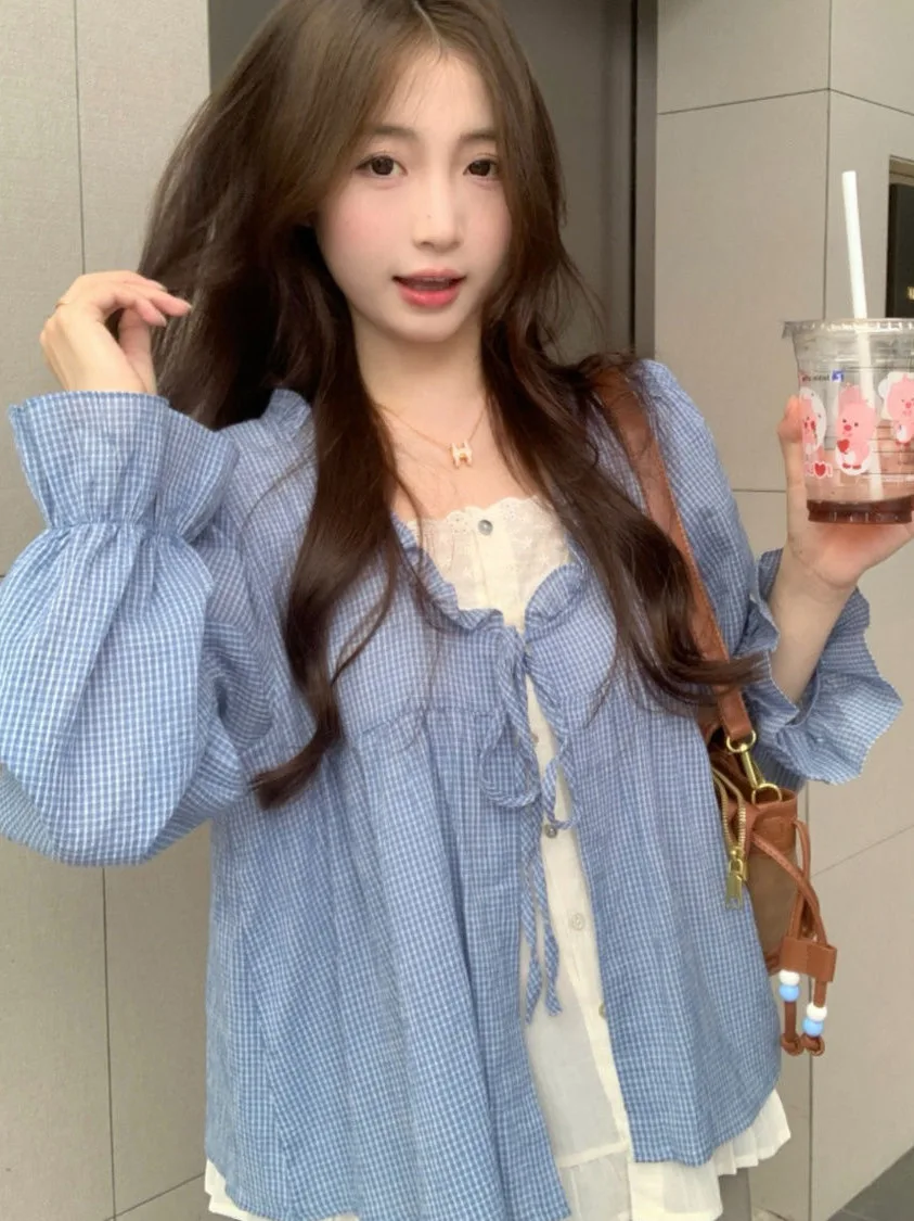 Csa falsa de dos piezas con cinturón para mujer, estilo coreano, hoada, de manga larga y cuello en V, diseño nuevo de pr...