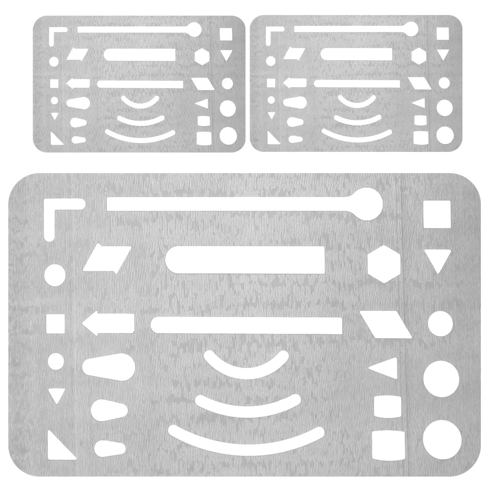 

3 Pcs Drawing Drafting Erasing Stainless Steel Template Craft Shield Perforation Rounded Corners Graphics Aid