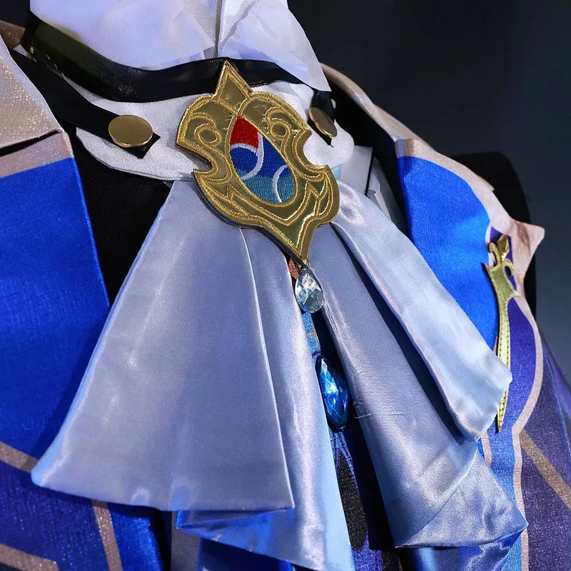 متوفر Xs-2xl نيوفيليت أزياء تنكرية شعر مستعار أنيمي لعبة Genshin Impact فونتين القاضي العليا كوسبلاي حفلة الهالوين للرجال