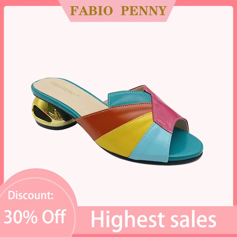 Italian style casual banquet party colorful medium slippers with women