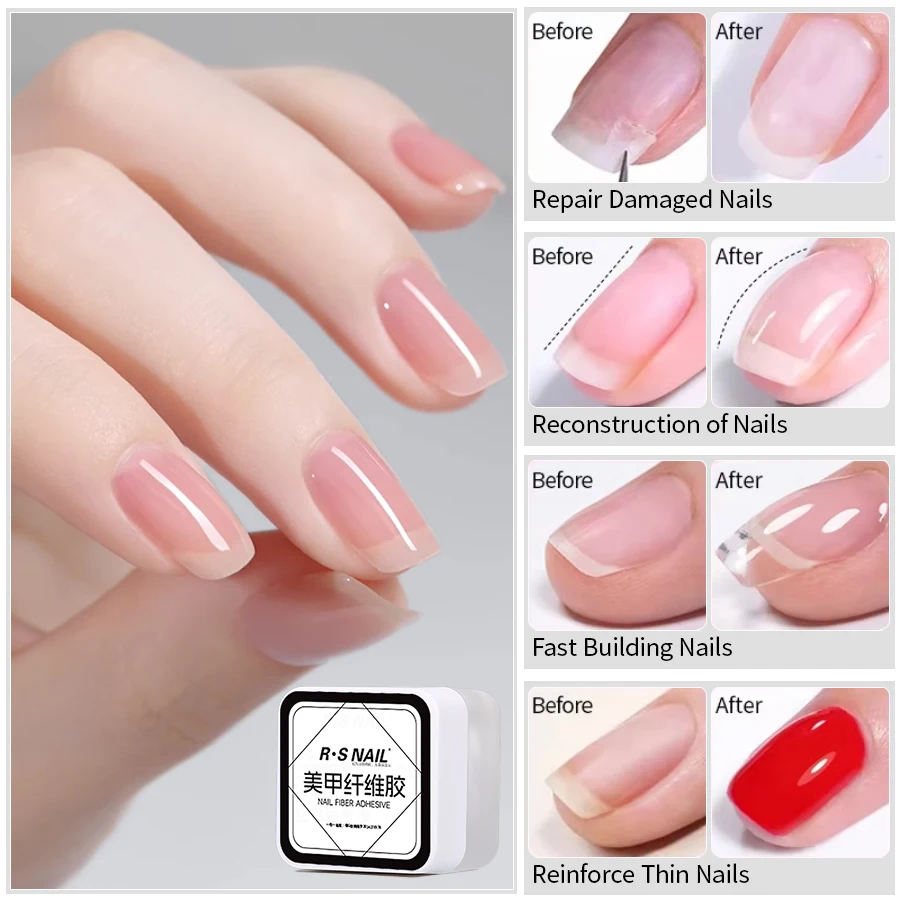 RS NAIL 5g Fiber Gel Nail Polish Broken Nails Repair Fiber Gel Nails Extension Fiber Building Gel LED UV Semi-permanent Varnish