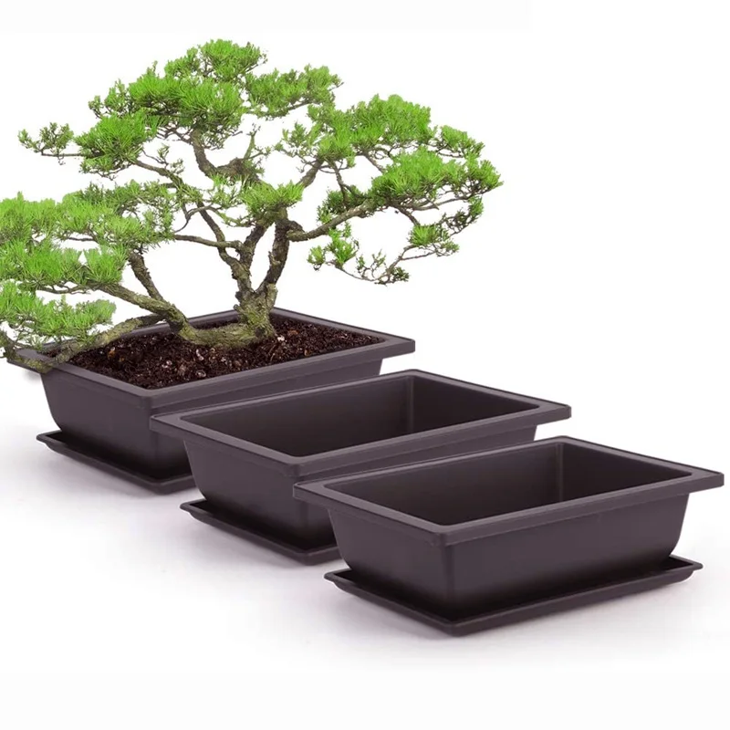 Training Pots With Tray Plastic Bonsai Plants Pot Square For Flower Succulent Plastic Plant Pots With Square Trays planter