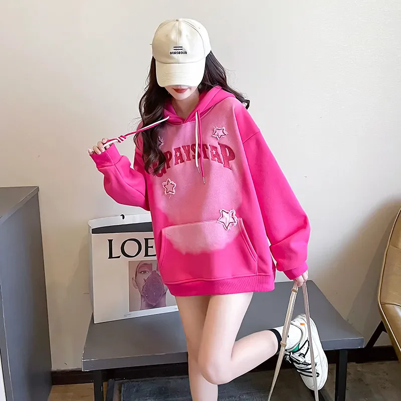 

Hooded Sweatshirt Women's Outwear Autumn Winter New Fashion Loose Long Sleeve Letter Casual Sweatshirt Coat Tops