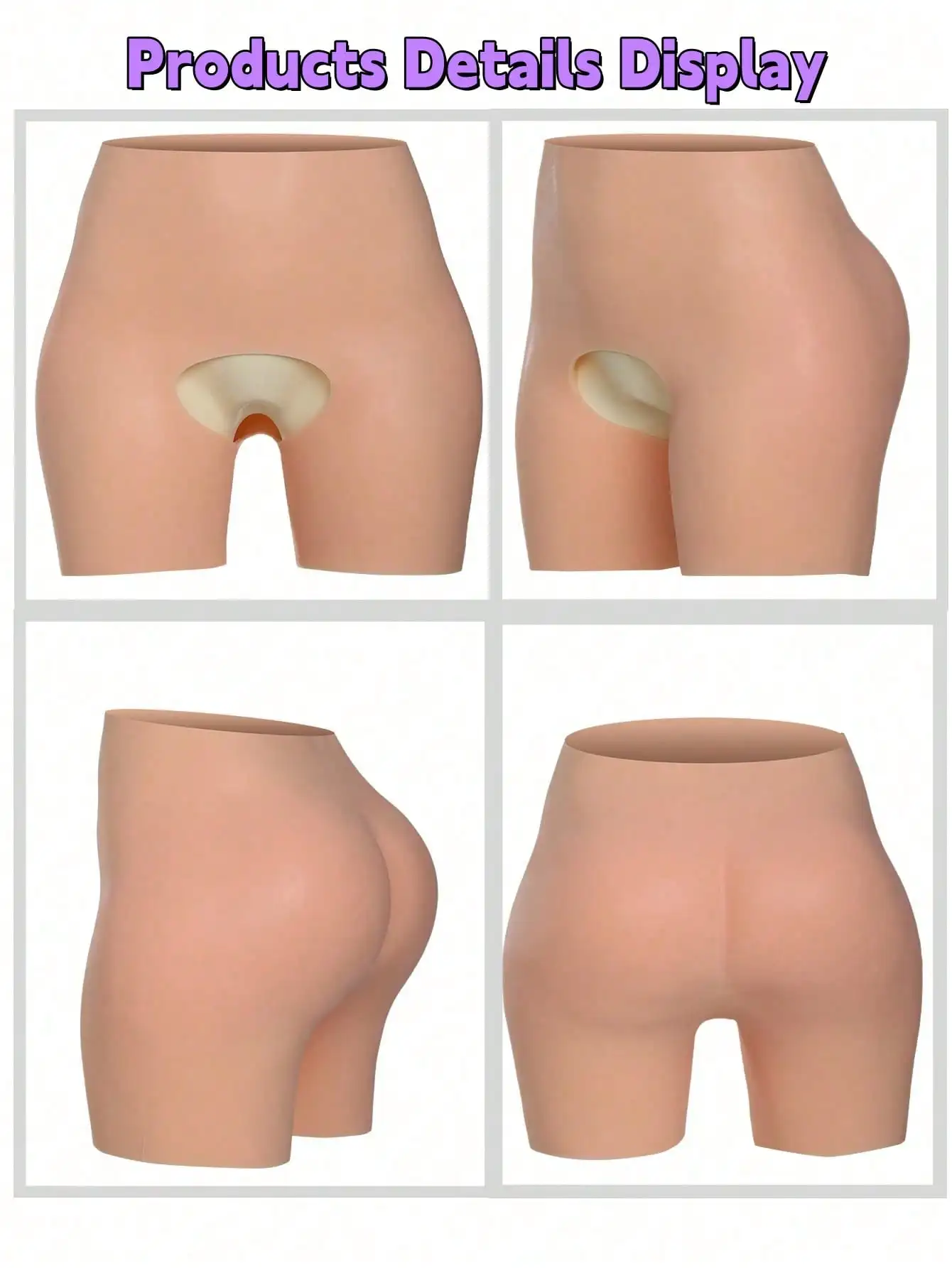 Silicone tummy control and butt lift three-quarter shorts, suitable for waist sizes 64cm-100cm, thickened hip and buttock shapi
