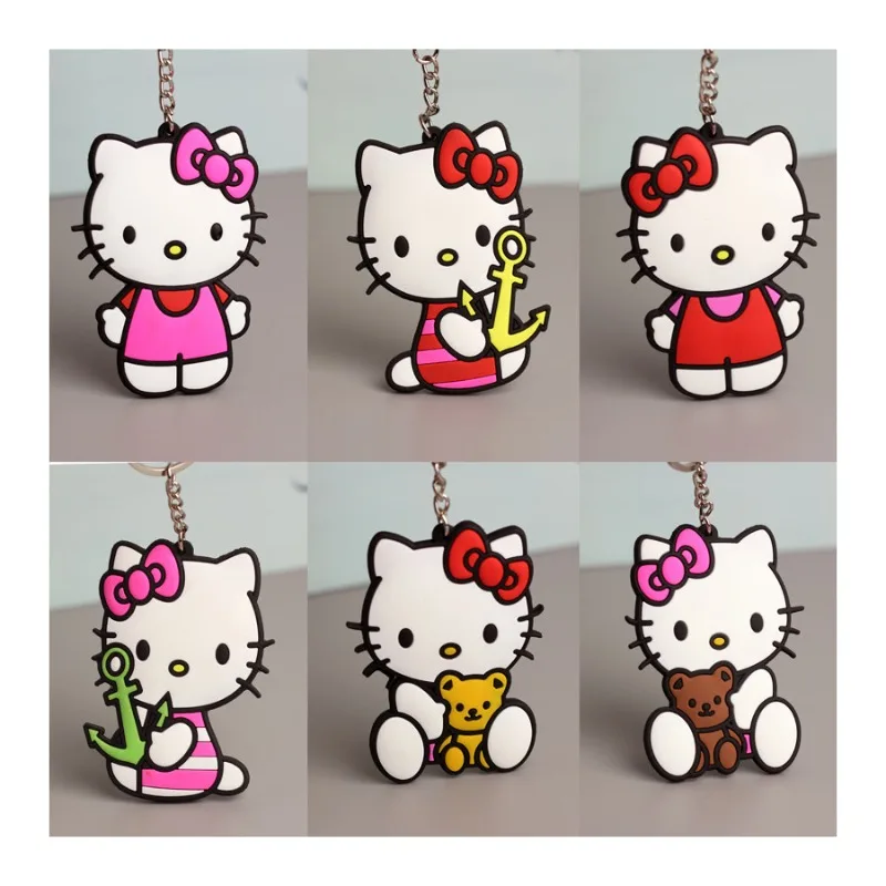 Hello Kitty Keychain Cute Cartoon Backpack Double Sided Keychain Desktop Accessories Women Supplies Student Gift Wholesale