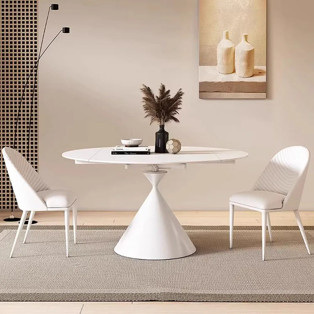 

Extendable Round Dining Table Small Apartmen White Design Minimalist Dining Table Center Newclassic Mesas De Comedor Furniture