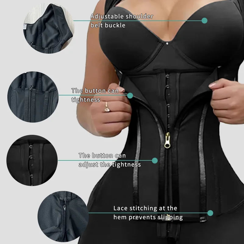 AfruliA Bodys mit hoher Kompression, Shapewear, doppelter Bauchkontrollgürtel für Taillentrainer, Fajas, kolumbianischer Gürtel, Ganzkörperformer