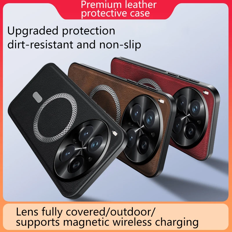 Custodia per telefono in pelle PU di lusso per Vivo X300 Pro Magsafe Anello magnetico in metallo Protezione per lenti Robusta copertura antiurto per Vivo X300