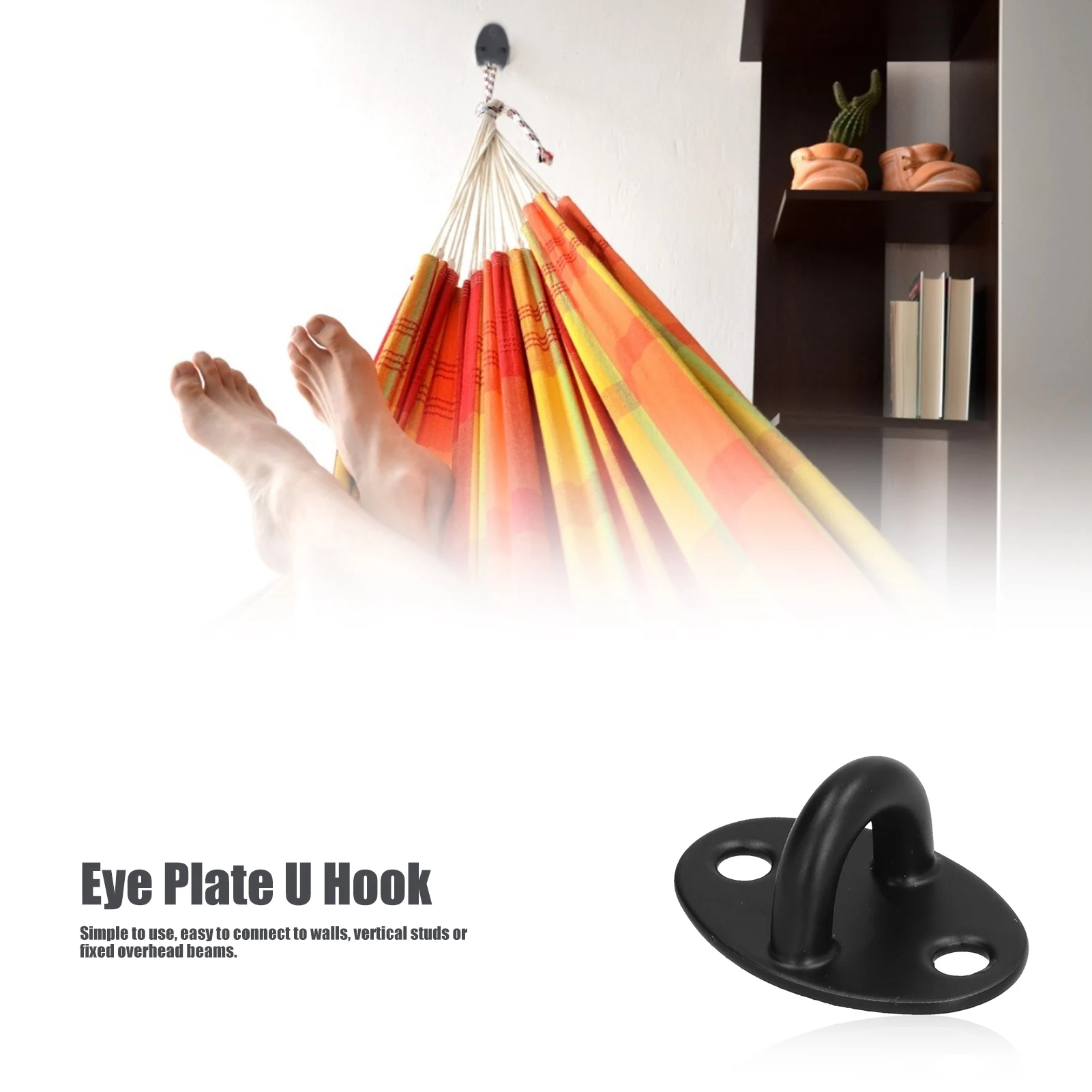 Eye Plate U Hook Stainless Steel Heavy Duty Ceiling Hooks for Hanging Swings Chairs Hammocks Black Ceiling Hooks U Hook