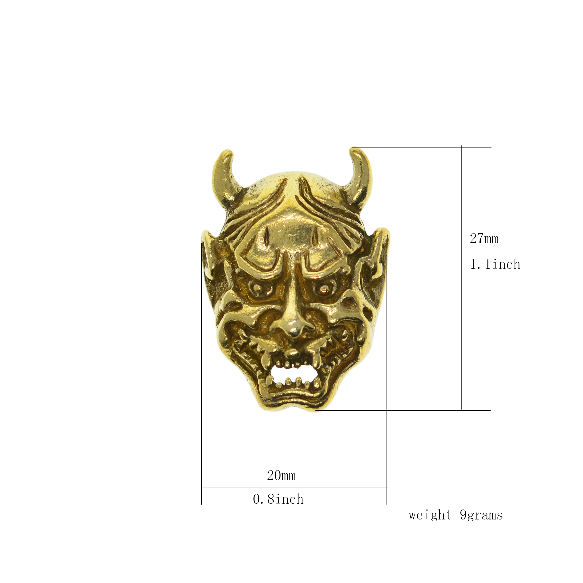 Retro Brass Gothic demon skull head Devil Japanese Jucky mask Hannya screw back lock Concho rivet Leather zipper wallet