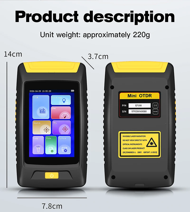 KP100 OTDR Optical Fiber Breakpoint Loss Testing Tool Optical Time Domain Reflec