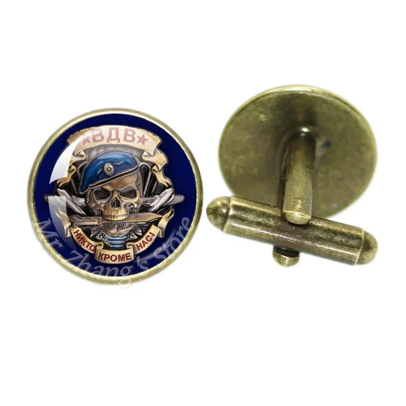 2Pcs 16mm Glass Cabochon Cufflinks Classic Russian Airborne Forces о зду́шно-деса́нтныевойска́ ВДВ VDV  Male Accessories
