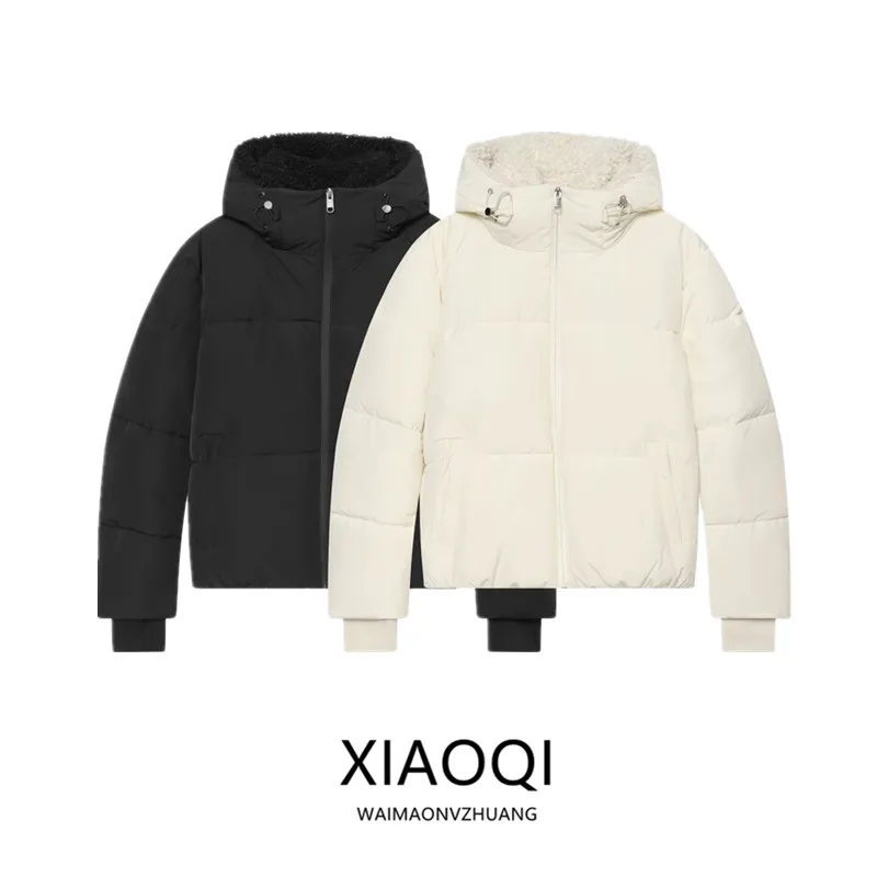 2026 New Women's Thickened Double Layer Zipper Closure Fleece Lined Hooded Jacket Outerwear Commute Style Summer Collection
