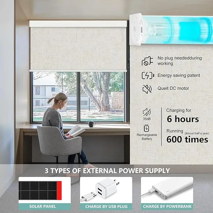 ستائر TUYA WIFI المزودة بمحرك Google Home Aleax Control 100% ستائر دوارة معتمة لنظام التشغيل Windows