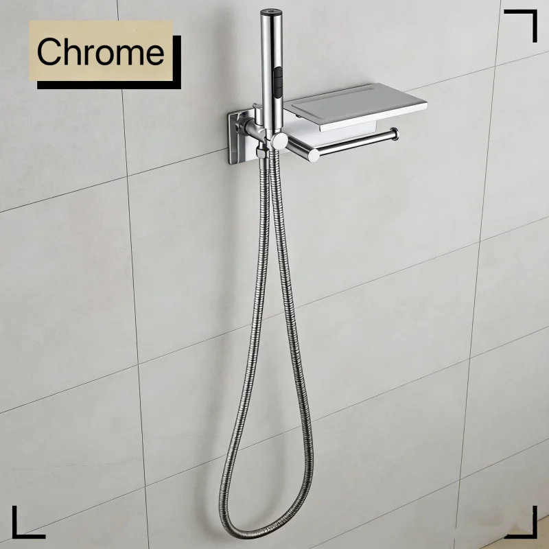 

Белый портативный ручной бидет-кран из нержавеющей стали для унитаза, душевая лейка для ванной комнаты с крышкой и держателем для туалетной бумаги