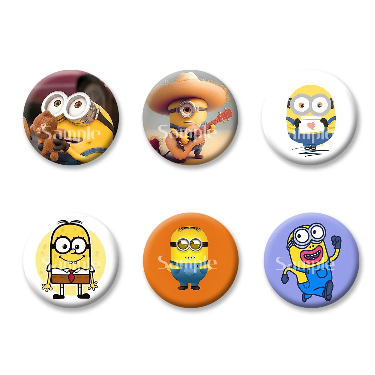 

Despicable Me Minions Medal Flash Badge Keychains Makeup Mirror Fridge Magnet ACG Goods Anime Cartoon Peripherals Birthday Gift