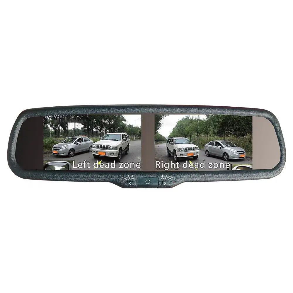 4.3-Inch LCD Rearview Mirror Screen Display, Dual-Screen Display, Supports 4 Signal Inputs, See Details for Bracket Application