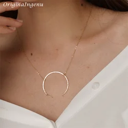 Hammered Gold Moon Necklaces Handmade Jewelry Gold Filled/925 Silver Pendant Vintage Choker Kolye Jewelry Women Boho Necklace
