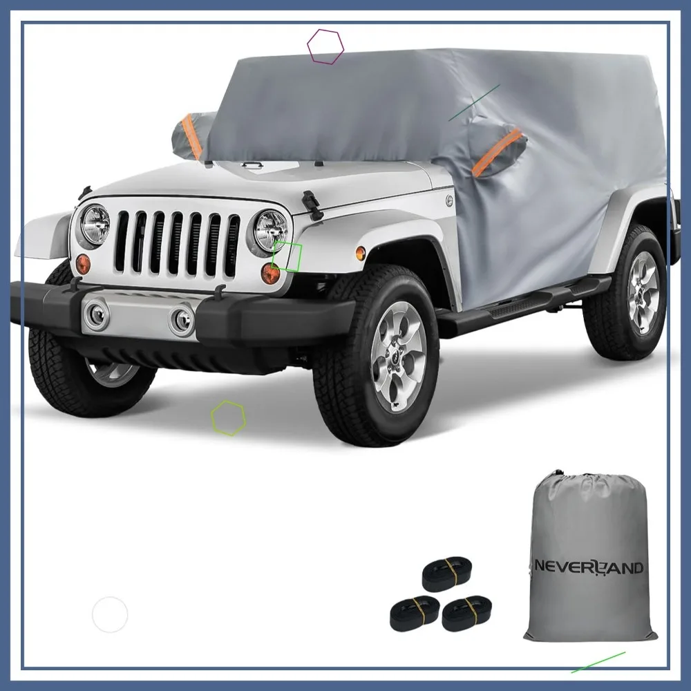 

Waterproof Jeep Wrangler Half Cab Cover 2 Door with Trunk Zipper All Weather Sun Rain Snow UV Protection