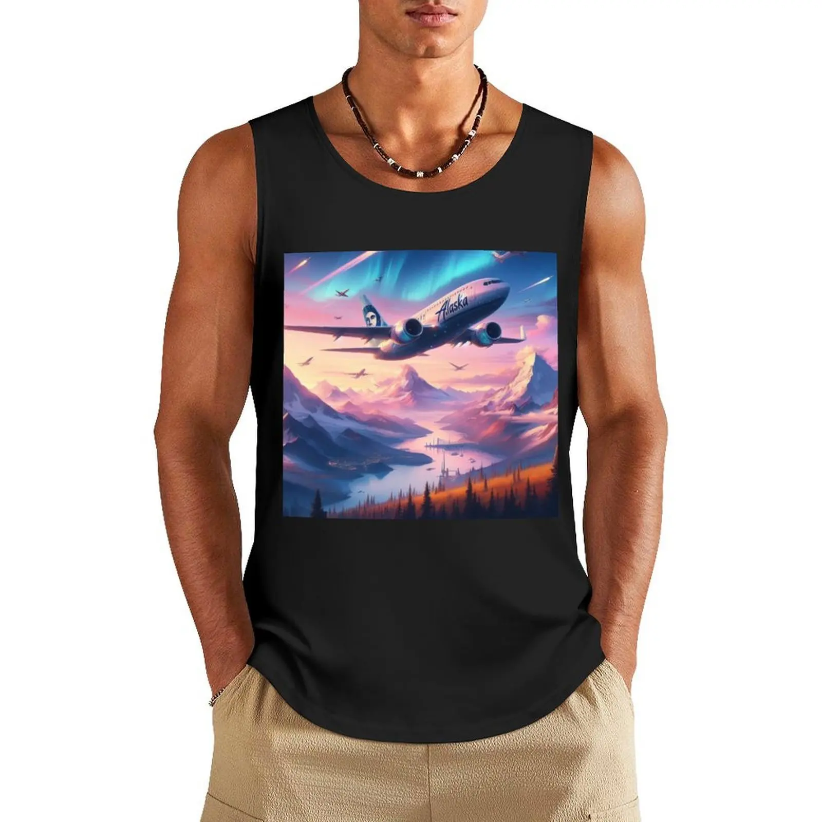 

Alaska airlines airline Tank Top T-shirt for fitness summer 2025 Men's summer t-shirt Muscle fit