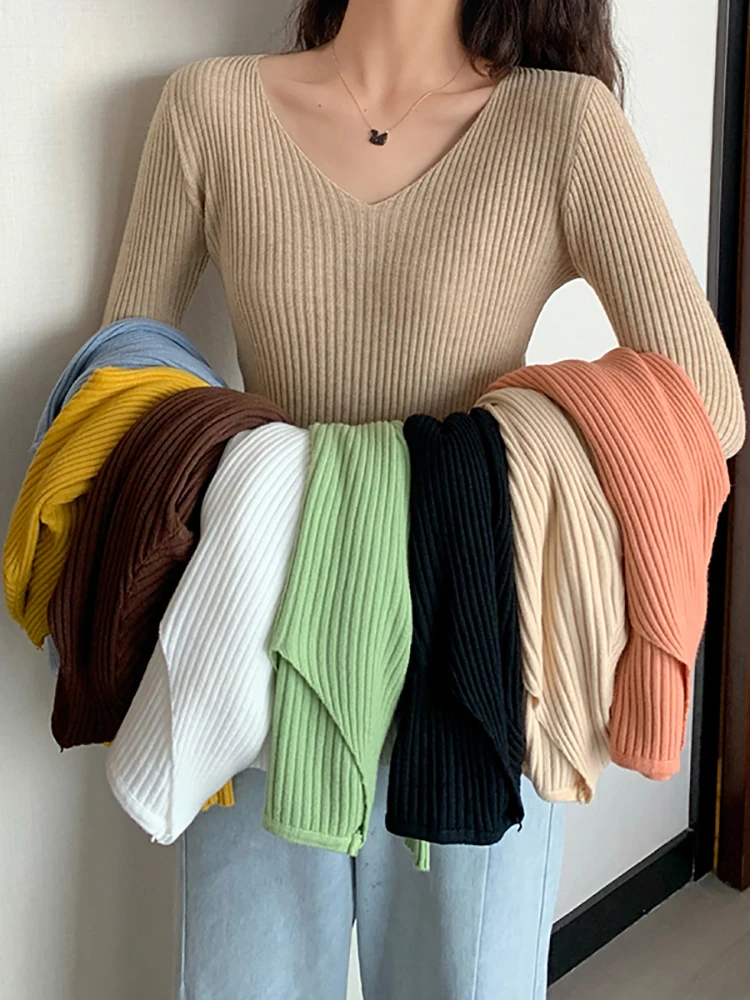 Ribbed Knit Sweater - 2026 Basic O-neck Solid Autumn Winter