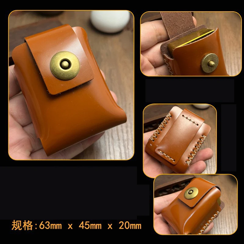 Hand Sewn Leather Lighter Case, Magnetic Absorption, Portable Lighter Storage Bag for Zippo Zorro Lighter