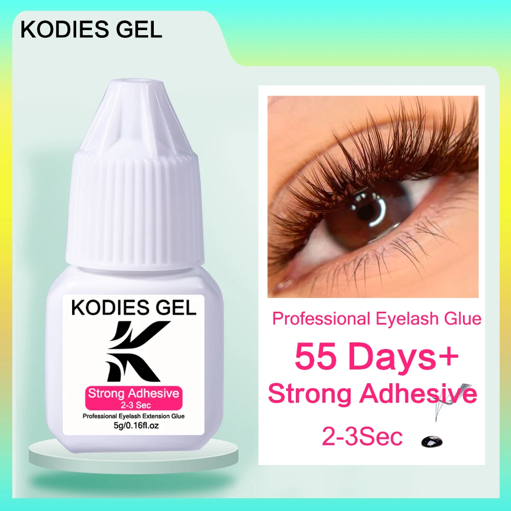 Kodies gel forte adesivo lash cola 2-3 segundo seco profissional lash extensão suprimentos elevador cola de cílios coreia maquiagem ferramentas