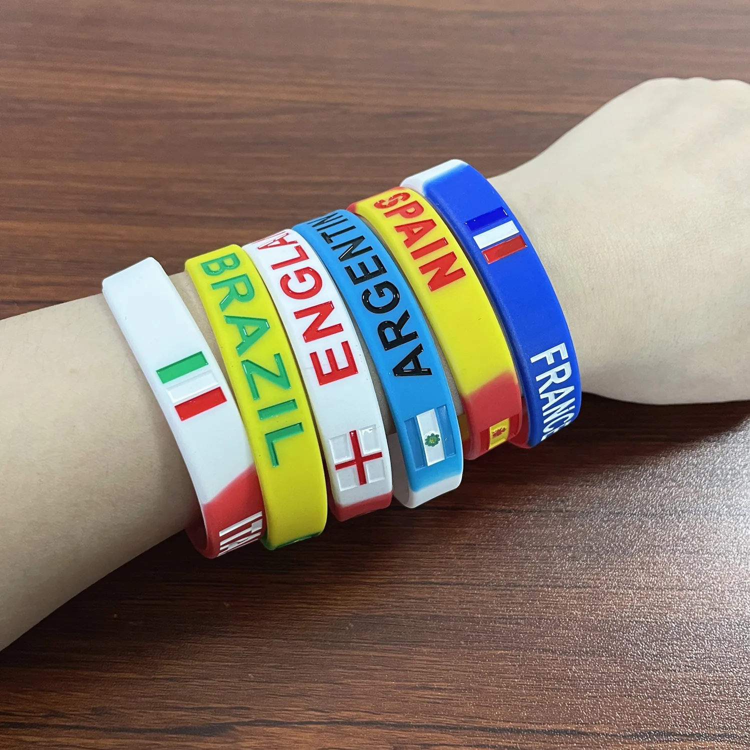 Pulsera de silicona con grabado de bandera de país para hombre y mujer, brazalete deportivo, banda de goma, accesorios de regalo patriótico del Día Nacional, 2 piezas